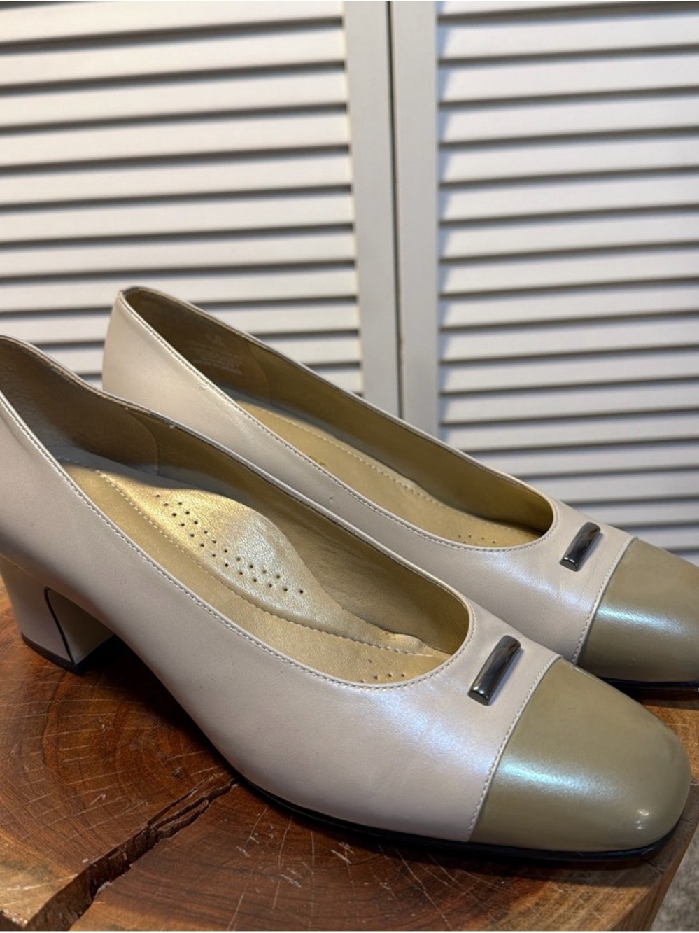 Classic Two-Tone Beige Women's Dress Pumps